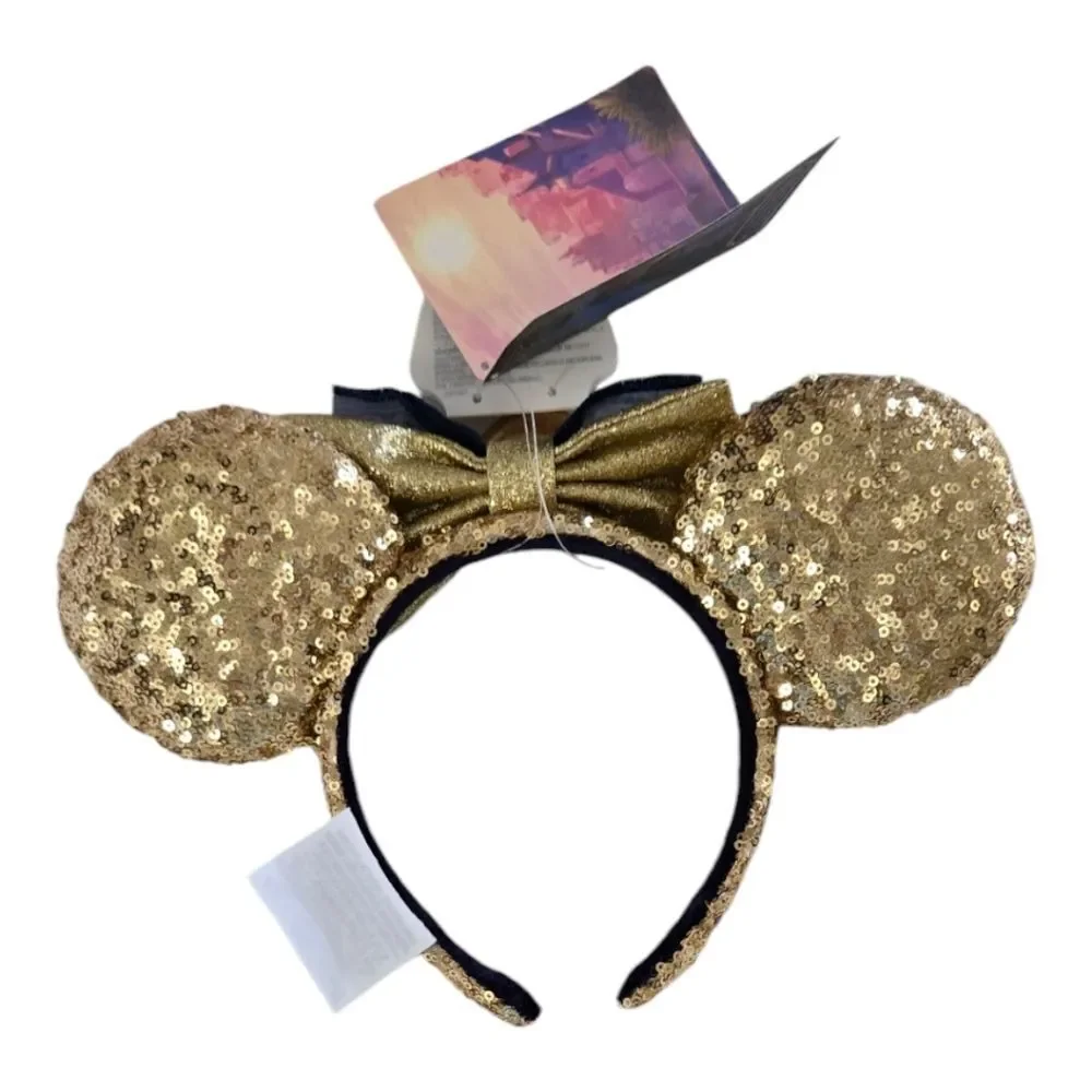 Disney Parks Wish Minnie Mouse Ears Headband Gold Sequined Star NWT Adult Youth